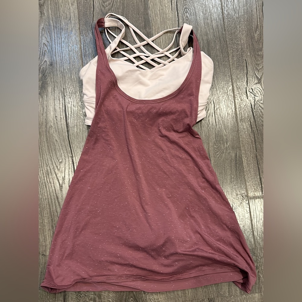 Lululemon Tied in Energy 2-in-1 Tank ~ Sz 8 Plumful / Pink Bliss Built In Bra - Picture 2 of 8